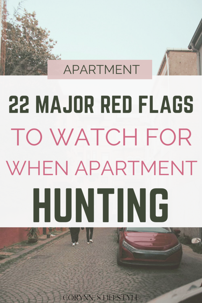 Photo of two people walking around apartment buildings. 22 Major Red Flags To Watch out for when apartment hunting